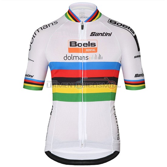 Abbigliamento Ciclismo Uci World Champion Leader Boels dolmans Manica Corta 2018 Bianco